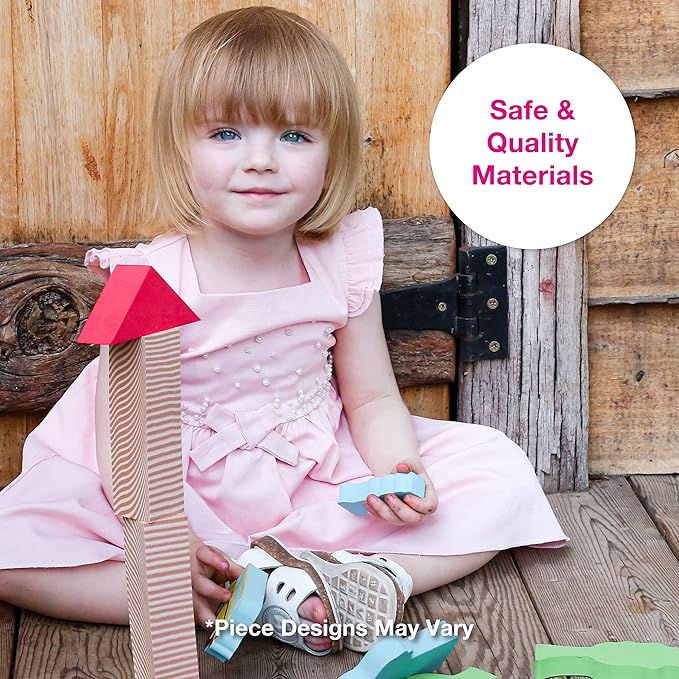 Edushape My Soft World Town Blocks for Toddlers 1-3 - Set of 29 Foam Blocks for Pretend Play, Creativity