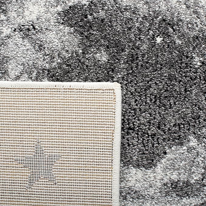 SAFAVIEH Carousel Kids Collection 6'7" Square Ivory/Grey CRK135A Moon & Stars Non-Shedding Playroom Nursery Bedroom Area Rug