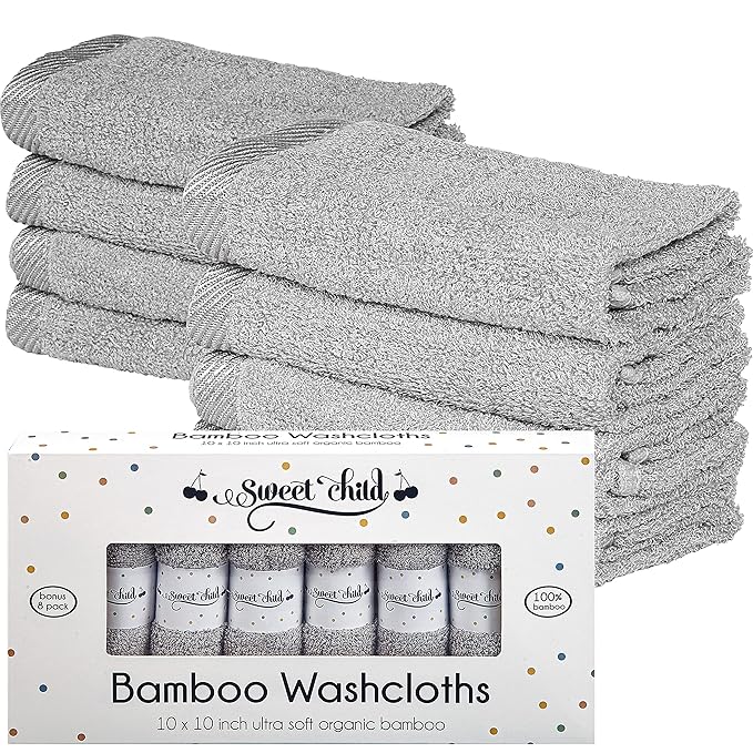 Sweet Child 8-Pack Baby Washcloths -Super Soft Rayon Washcloth, Baby Wash Cloths for Newborn