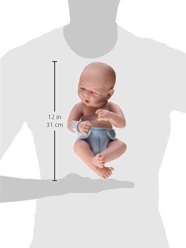 JC Toys 18504 La Newborn First Yawn 15-inch Real Boy Vinyl Doll , Blue