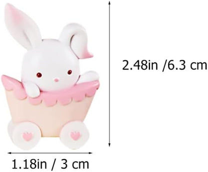 GALPADA Rabbit Train Mini Resin Toy Doll Ornaments Set Cake