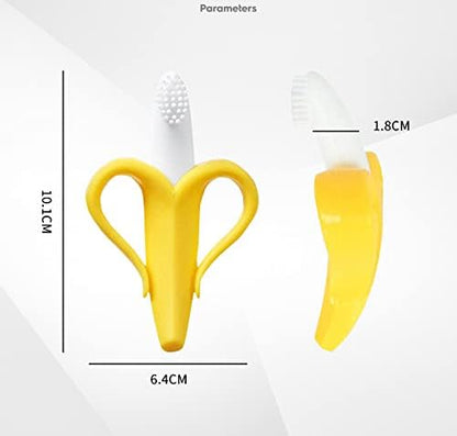 Banana Teether, Soothing Pain Relief Soft Silicone Train Baby Toothbrush 3+ Months