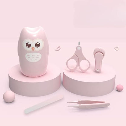 PandaEar Baby Nail Manicure Pedicure Grooming Care Kit (4 Pack)| Clippers Scissors File Tweezers | Newborn Infant Toddler Kids|1 Months Plus (Pink)