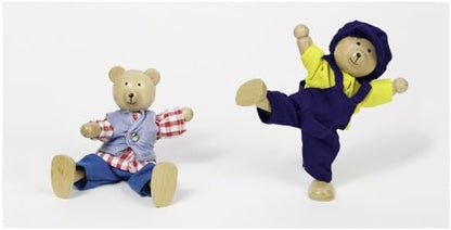 Goki Flexible Puppets Bears Benna & Bennoh with Wardrobe Doll, (51914)