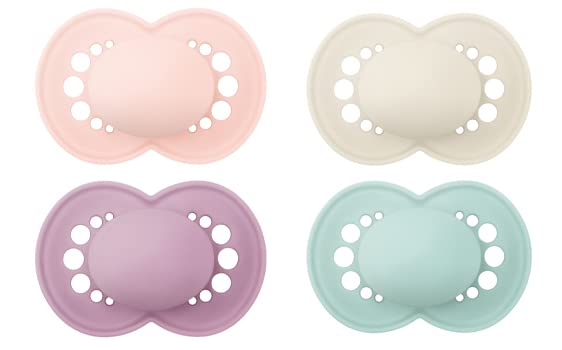 MAM Original Matte Baby Pacifier, Pink/Purple/Blue 6-16 Months (4 Count)