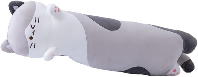 Long Plush Toy Cat Pillow Cute Plush Cat Toy Doll Girls(Gray,70cm/27.6in)