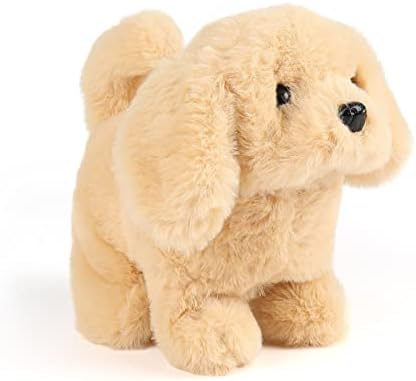 Hopearl Walking Dog Golden Retriever Interactive Electronic Pet Plush Toy Puppy Woof and Moving Animated Nodding Head Gifts for Toddlers Birthday, Brown 7''