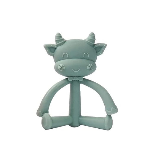 DarDaf Teether Cow (Green) Baby Teething Toys, Silicone Chew Freezer Safe BPA Free 1.0 Count