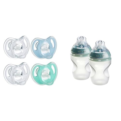 Bundle: Tommee Tippee Ultra-Light Silicone Pacifiers (4 pack) & Silicone (9oz, 2