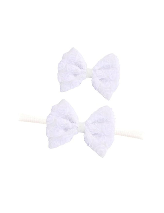 JustMyDress Baby Girls Headbands Lace Rose Bows Pearl Elastic Hair with15 colors (2 Pcs-Set