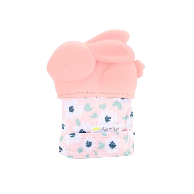 Itzy Ritzy Silicone Teething Mitt - Soothing Infant Teething Mitten with Adjustable Strap, Crinkle Sound & Textured Silicone to Soothe Sore & Swollen Gums 3 Mos