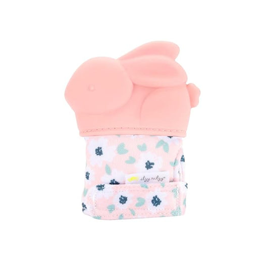 Itzy Ritzy Silicone Teething Mitt - Soothing Infant Teething Mitten with Adjustable Strap, Crinkle Sound & Textured Silicone to Soothe Sore & Swollen Gums 3 Mos