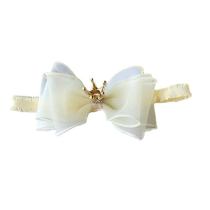 Cute Baby Girl Headband with Lace Bow and Crown Elastic