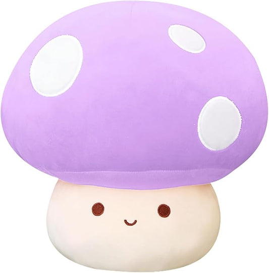 Kawaii Plush Mushroom Toy Pillow, Cute Plushies Mushroom Doll Gift for Kids(Purple 23cm/9in)