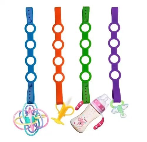 Pack of 4 Baby Toy Straps - Adjustable Elastic Straps for Strollers, High Chairs