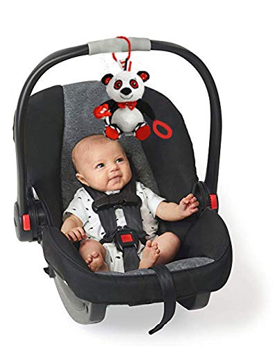 Genius Baby Toys Panda Soft Sensory Toy with Teething Ring for Baby, Attaches to Stroller 8"