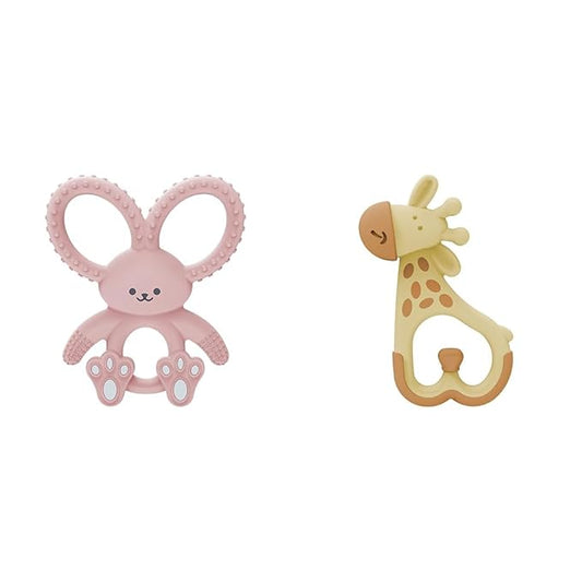 Dr. Brown's Flexees Pink Bunny & Ridgees Giraffe Silicone Baby 3m+ Infants