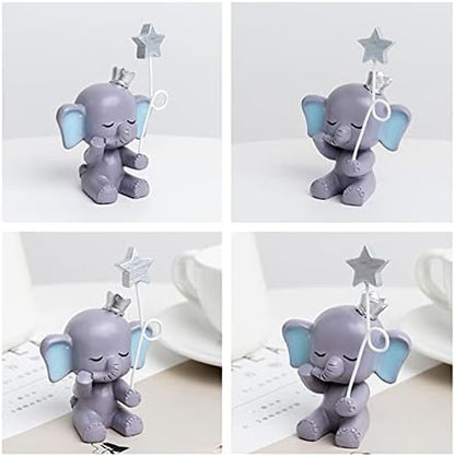 1 Pair Blue Elephant Cake Toppers, Elephant Figure Collection Playset