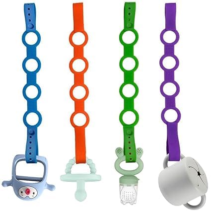 Pack of 4 Baby Toy Straps - Adjustable Elastic Straps for Strollers, High Chairs