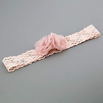 Kercisbeauty Baby Girls Pink Bows Headband Lace Flower Headwear