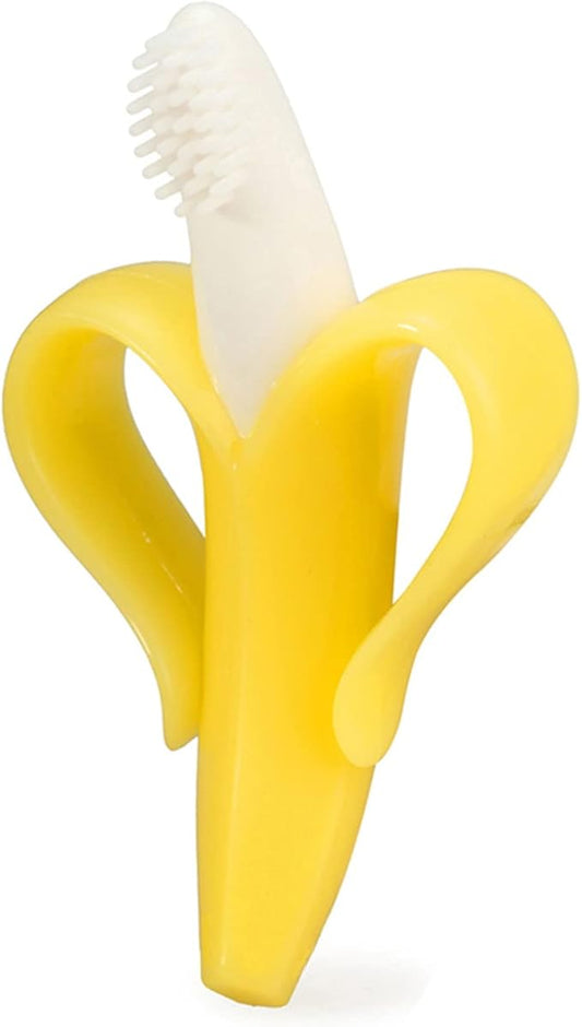 Banana Teether, Soothing Pain Relief Soft Silicone Train Baby Toothbrush 3+ Months