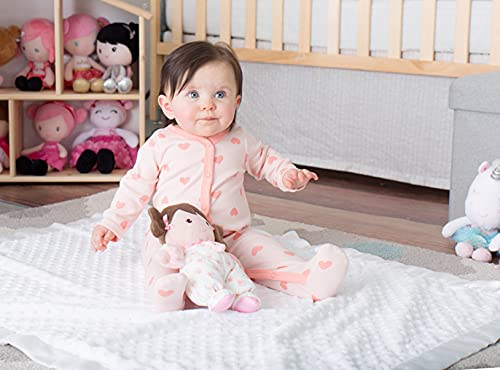 Baby Starters Plush Baby Doll with Rattle, Brunette Olivia 9 inch