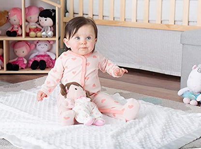 Baby Starters Plush Baby Doll with Rattle, Brunette Olivia 9 inch