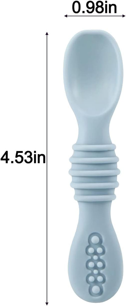 PandaEar 7 Pack Baby Led Weaning Spoons| Silicone Baby Spoons Self Feeding Utensils, Toddler Infant Feeding Spoon First Stage