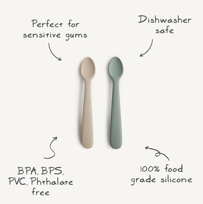 mushie Silicone Baby Feeding Spoons | 2 Pack (Daffodil)