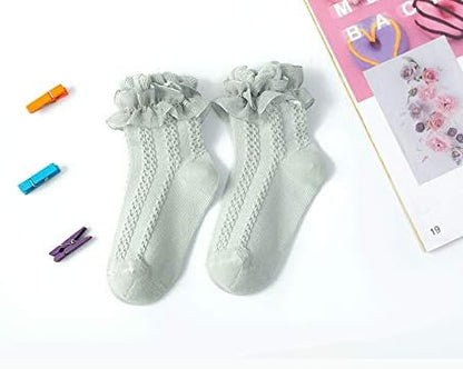 QandSweet Baby Girls' Eyelet Flower Socks Ankle Sock for Newborn