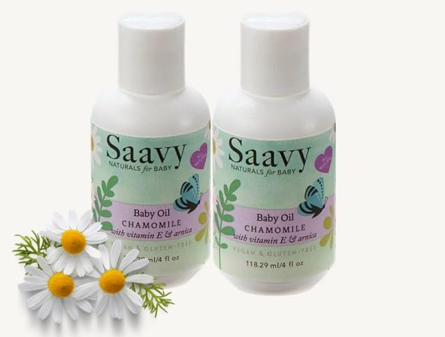 Saavy Naturals Chamomile Baby Oil Pack, Sensitive Baby Oil for Skin with Jojoba Oil