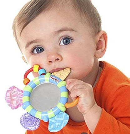 Nuby Look-at-Me Mirror Teether Toy, Grey Cloud