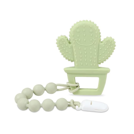 Baby Teething Toys,Food Grade Silicone Teether with One-Piece Pacifier Clip Holder 3 Months+