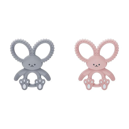 Dr. Brown's Flexees Gray & Pink Bunny Silicone Baby Teethers, BPA Free 3 Months+