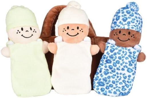 Creative Minds Basket of Babies with 3 Super Soft 9" Plush Doll Toys for Babies and Kids, Plush Multicultural Sensory Babies Toy Set with Basket