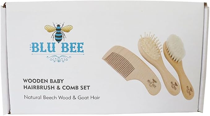 The Hat Pros Wooden Baby Hairbrush & Comb Set for Newborn and Toddlers Soft Goat Hair Brush for Babies and Infants Prevents Cradle Cap