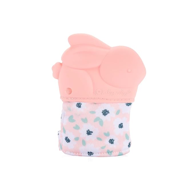 Itzy Ritzy Silicone Teething Mitt - Soothing Infant Teething Mitten with Adjustable Strap, Crinkle Sound & Textured Silicone to Soothe Sore & Swollen Gums 3 Mos