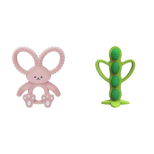 Dr. Brown's Flexees Pink Bunny Silicone Teether and Peapod Teether