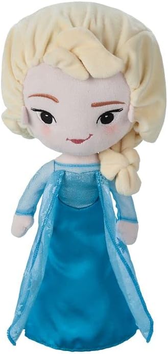 Disney Store Official Princess Plush Doll (Elsa from Frozen) Medium 14 Inches, Princess Dolls with Embroidered Features