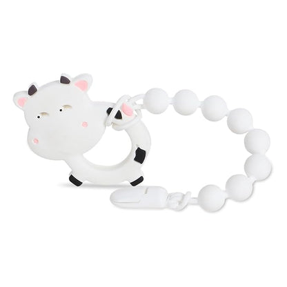 Baby Teething Toys,Food Grade Silicone Teether with One-Piece Pacifier Clip Holder 3 Months+