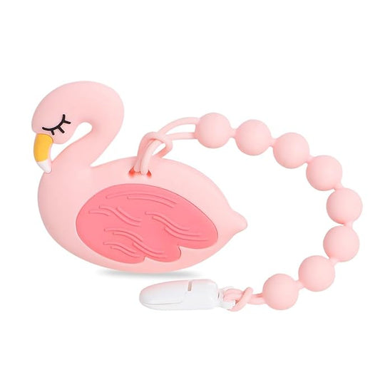 Baby Teething Toys,Food Grade Silicone Teether with One-piece Pacifier Clip Holder 3 Months+