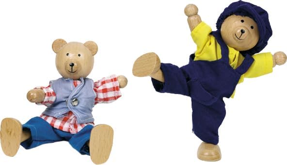 Goki Flexible Puppets Bears Benna & Bennoh with Wardrobe Doll, (51914)