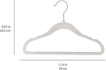 3 Sprouts Velvet Baby Hangers - Non-Slip Hanger for Infant, Toddler, Baby Clothes - Closet Kids Hangers with Slim Design, Nordic Colors, Pack of 30 - Gray