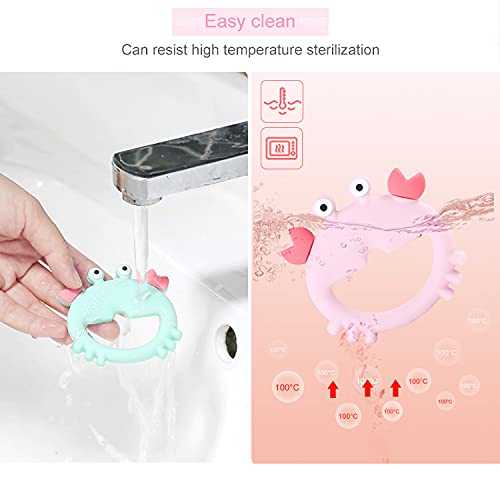 Teething Toys 3-6 Months, Teethers for Babies 3-6 6-12 Months for Teething Relief 100% Silicone, 0-6 Months,bebe