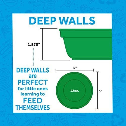 Re-Play Made in USA 12 Oz. Reusable Plastic Bowls, Pack of 3 With 3 Lids - Dishwasher and Microwave Safe Bowls with Lids for Everyday Dining - Toddler Bowl Set 5.75" x 5.75" x 2", Princess