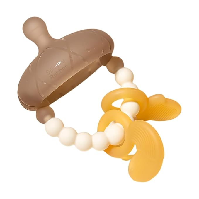 Silicone Acorn Teether with Beaded Ring, Multiple Shapes & Textures 3+ Months