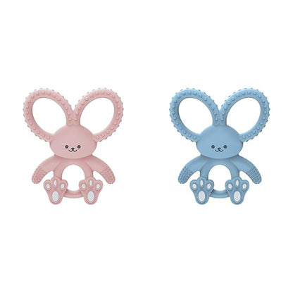Dr. Brown's Flexees Pink & Blue Bunny 100% Silicone Baby Teethers, BPA Free 3 Months+