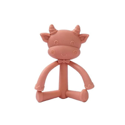 DarDaf Teether Cow (Blush) Baby Teething Toys, Silicone Baby Teether Baby Chew Toys Freezer Safe BPA Free 1.0 Count