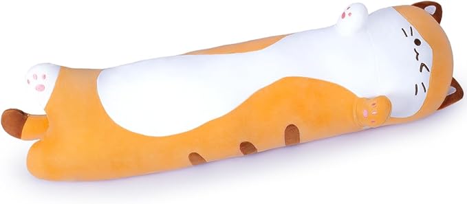 Long Plush Toy Cat Pillow Cute Plush Cat Toy Doll Girls(Orange,70cm/27.6in)