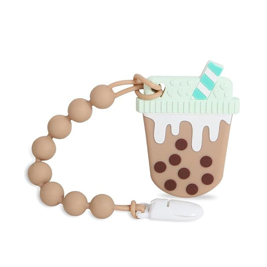 Baby Teething Toys,Food Grade Silicone Teether with One-Piece Pacifier Clip Holder 3 Months+